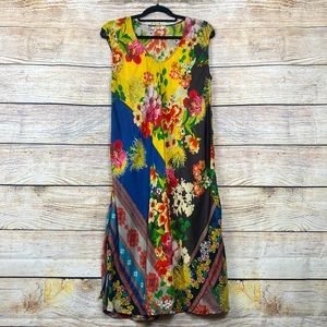 Johnny Was Silk Sleeveless Midi Dress